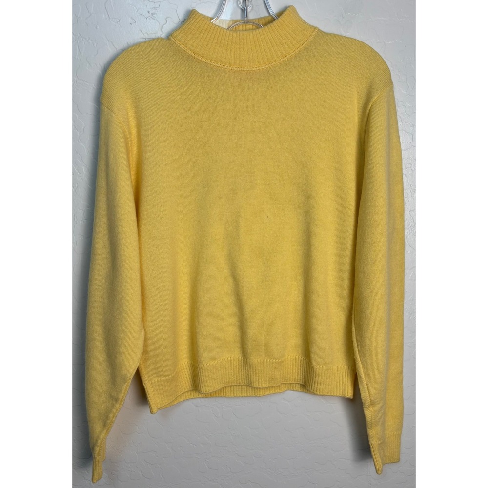 Vintage Pendleton Yellow Virgin Wool Mock Neck Sweater Large‎ Made in USA 2175